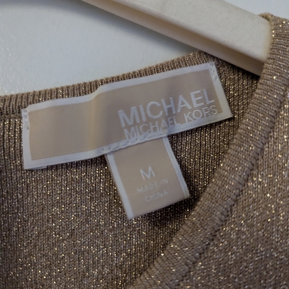 Michael Kors - Gold Metallic Bodycon Midi Dress - Picture 5 of 6